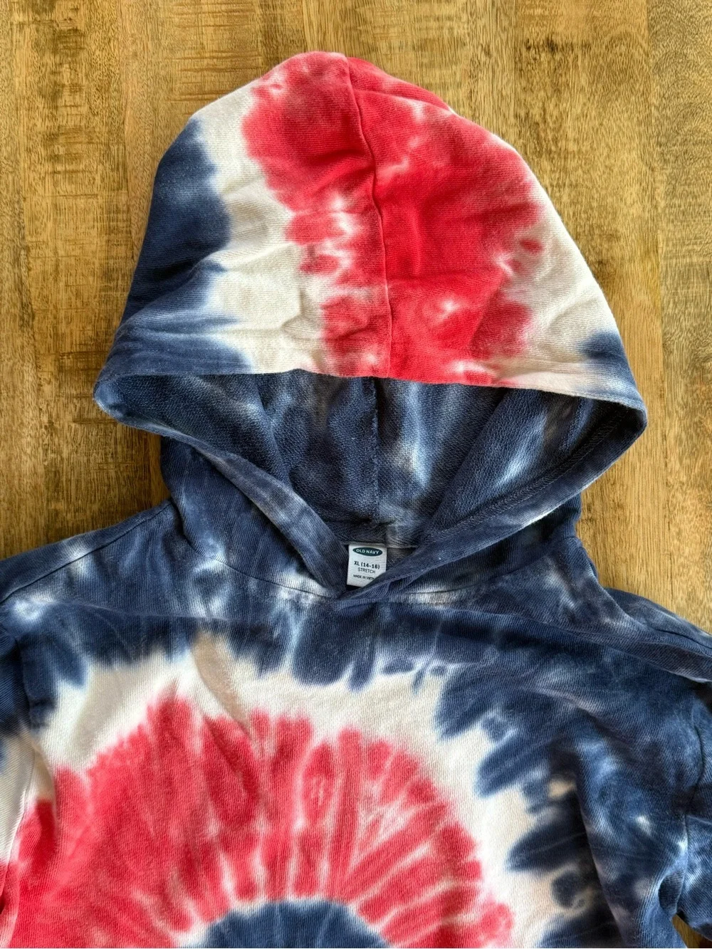 Kids USA Red White Blue Tie Dye Hoodie Youth XL 14-16 Patriotic Pullover
